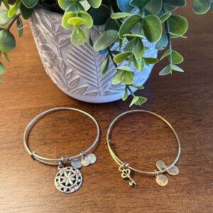 Two Alex and Ani charm bracelets - Key & Compass